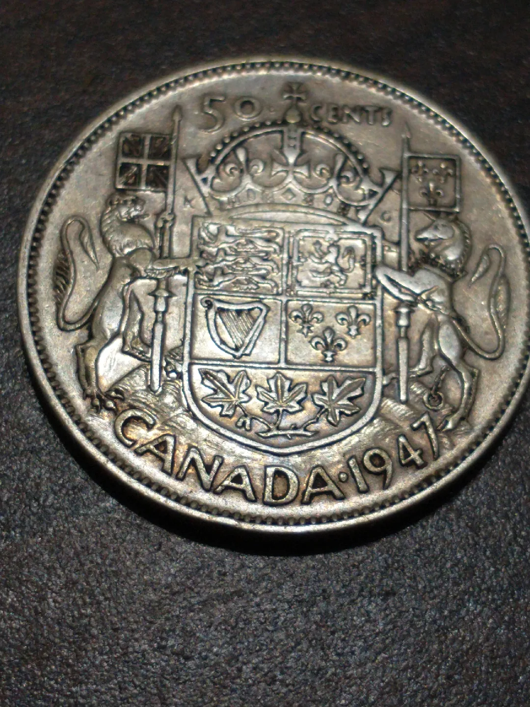 1947 Canada 50 cents .800 silver, KM #36 image indicator(2)