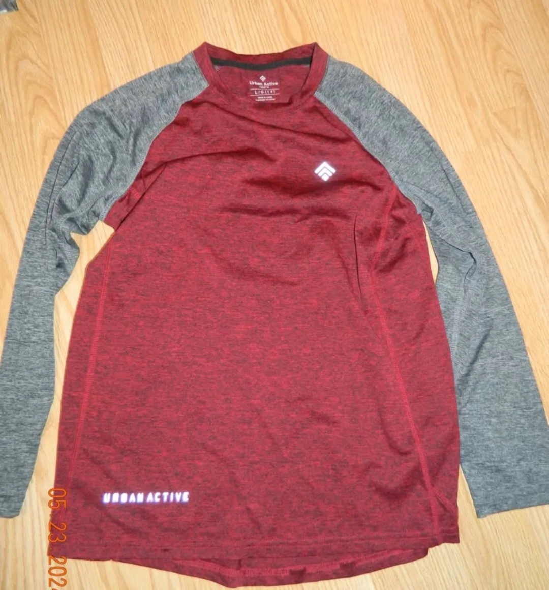 Urban Active L/G (14) Long Sleeve Shirt - Burgundy/Grey thumbnail