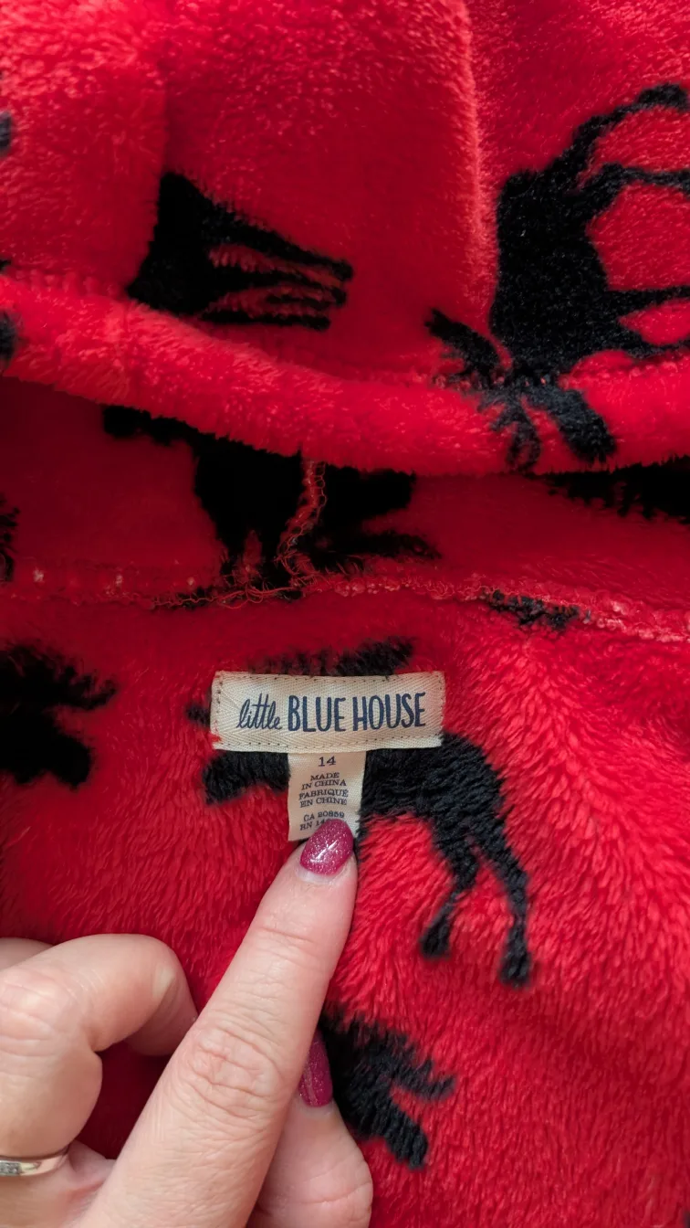 Little Blue House Red Moose Onesie Size 14 kids image indicator(3)