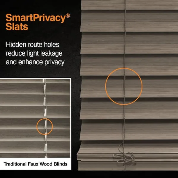 🆕️Driftwood Gray Cordless Premium Faux Wood blinds image indicator(2)