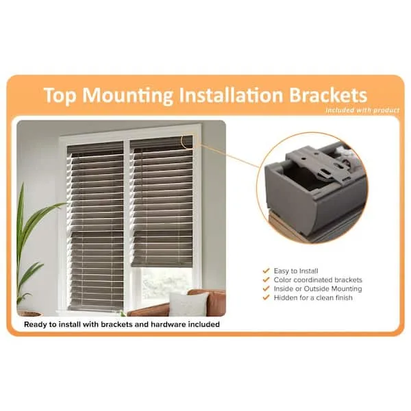 🆕️Driftwood Gray Cordless Premium Faux Wood blinds image indicator(4)