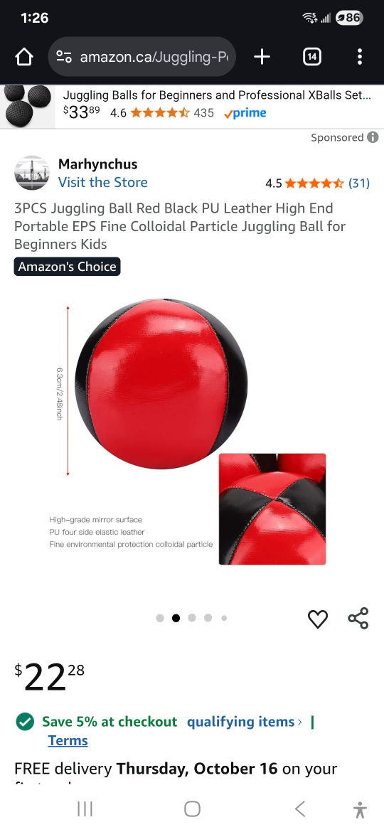 3PCS Juggling Balls Red & Black - photo 2