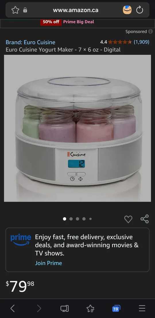 Euro Cuisine YM800 Yogurt Maker w/ 7 Jars image indicator(6)