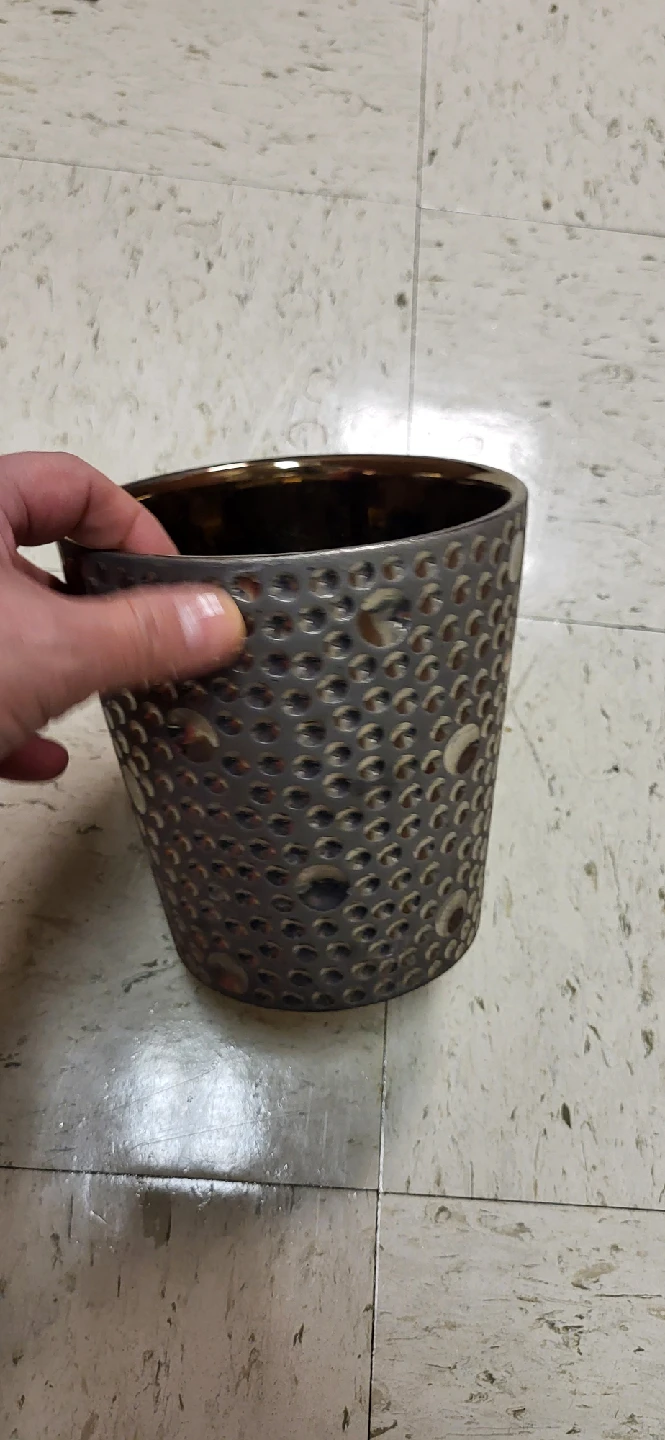 Decorative Gray and Gold Flower Pot