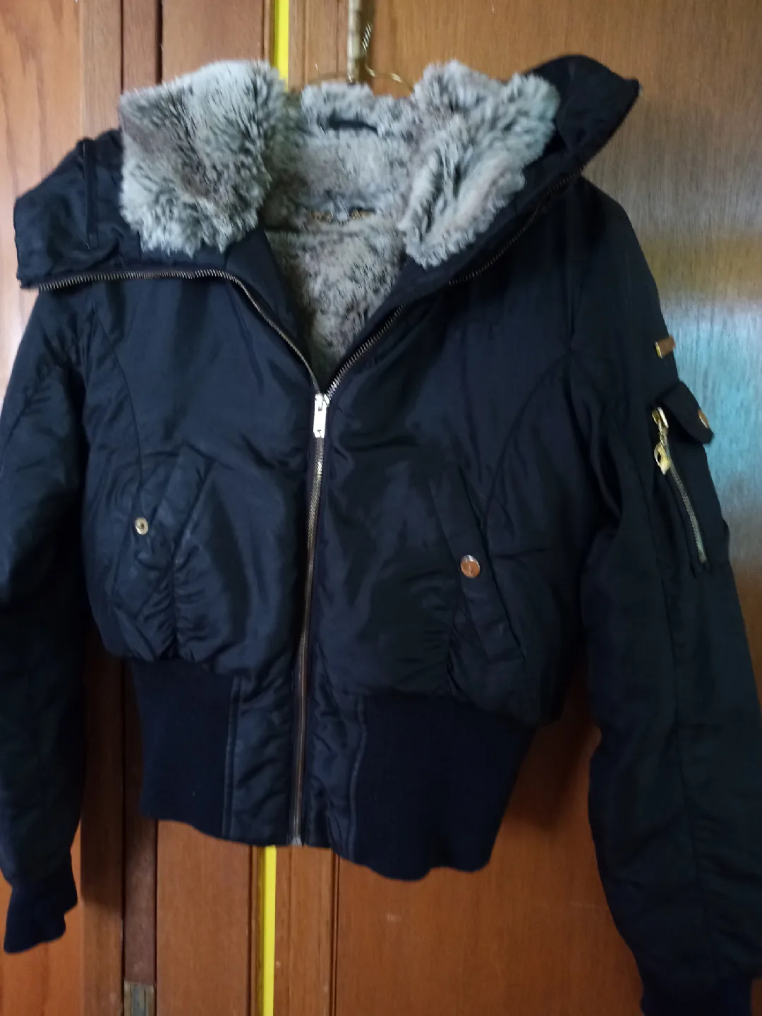 Baby Phat Black Faux Fur Trim Jacket