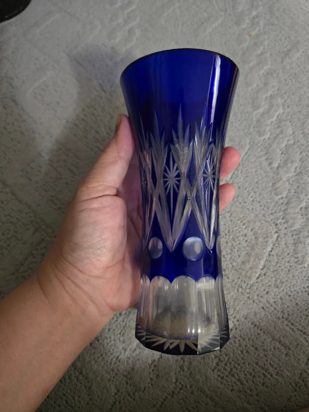 Blue Crystal Vase Vintage image indicator(4)