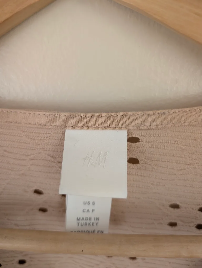 H&M Beige Eyelet Blouse - Size S image indicator(2)