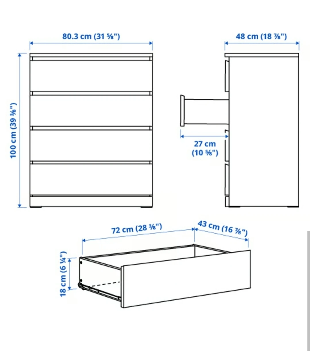 IKEA Malm White 4-Drawer Dresser - photo 3
