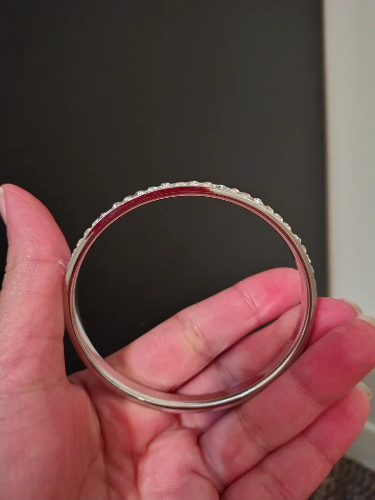 Silver Bangle Bracelet with Rhinestones image indicator(2)