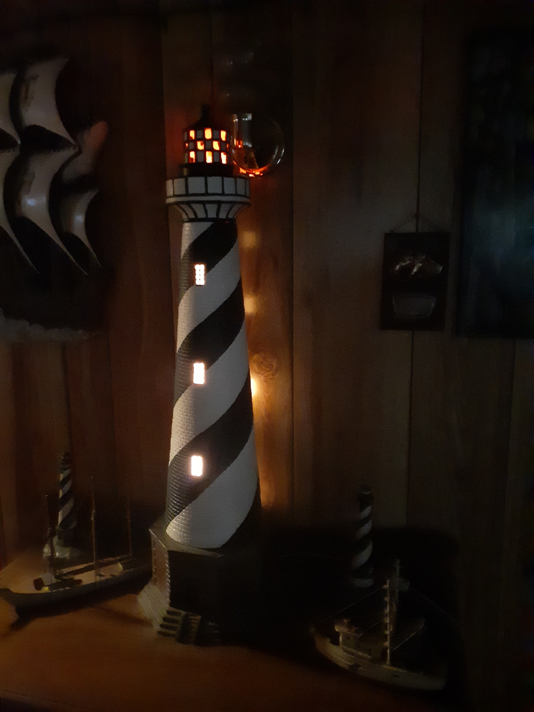 Ceramic Striped Lighthouse Lamp - photo 2