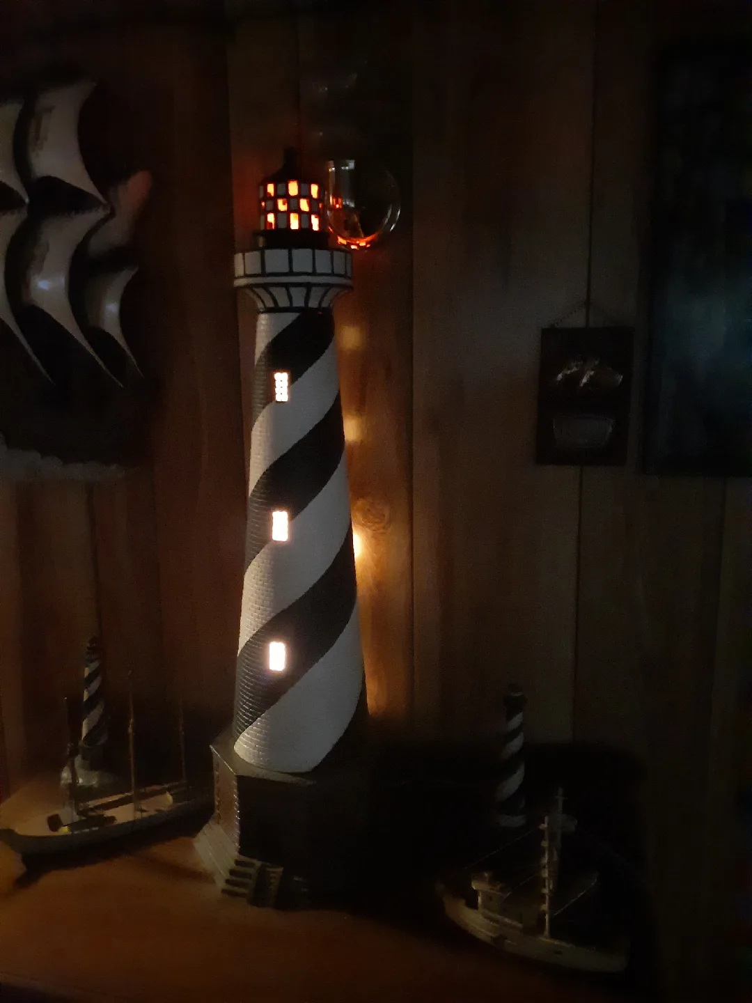 Ceramic Striped Lighthouse Lamp image indicator(2)
