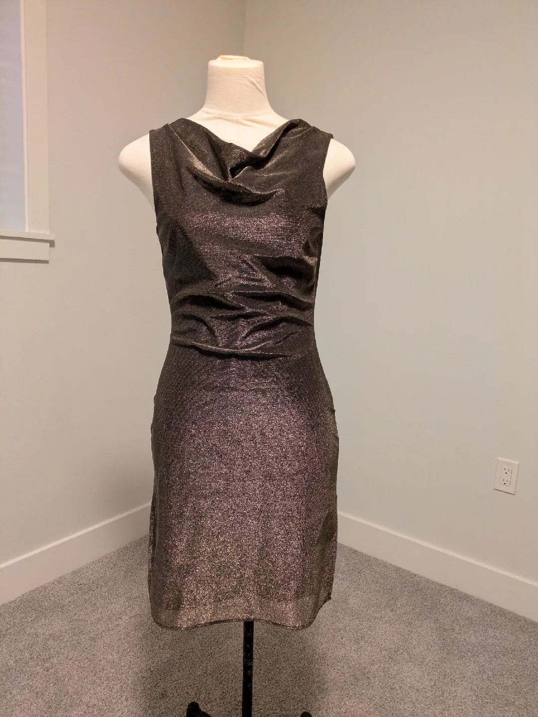 Sleeveless Cocktail Dress - Bronze/Gold image indicator(2)