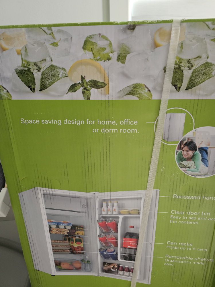 New in the box. Compact Refrigerator - 3 Cubic Feet