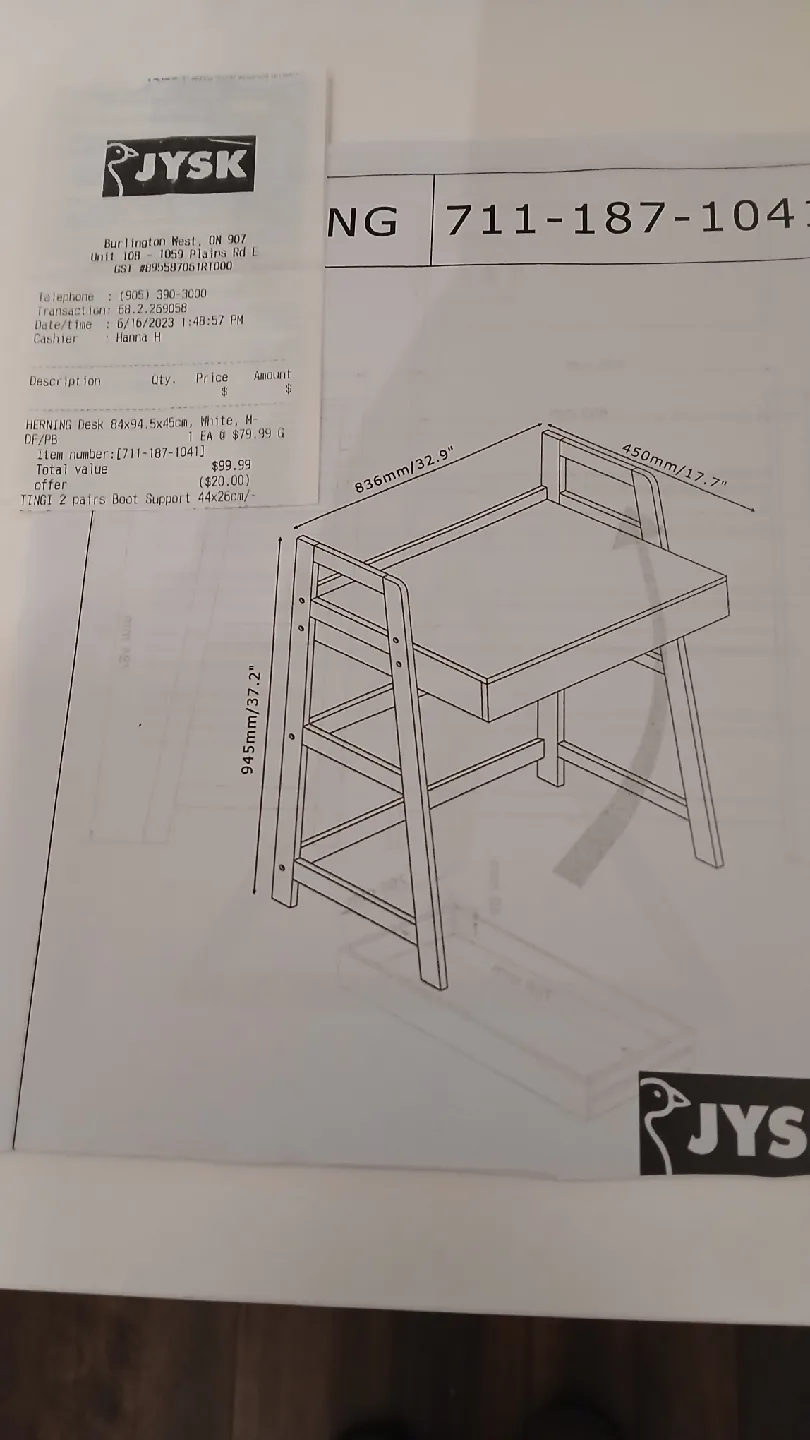 Jysk Hensins White Desk (32.9"x17.7") image indicator(2)