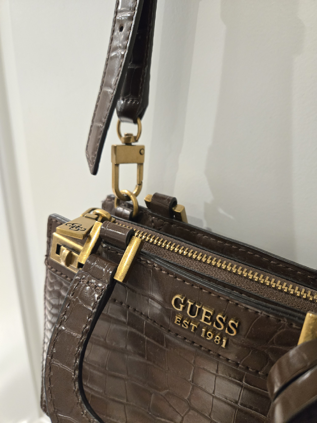 Guess Brown Croc Embossed Handbag - photo 3