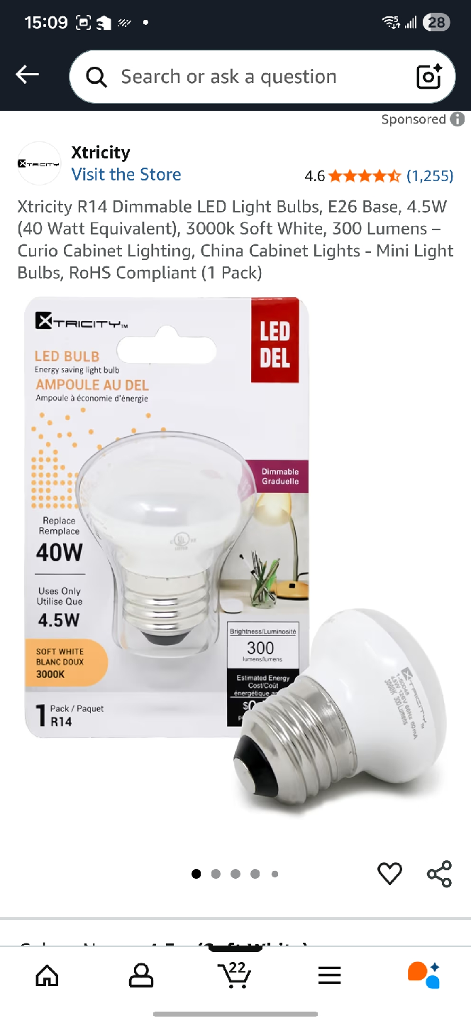 Xtricity R14 4.5W Dimmable LED Light Bulb - New!