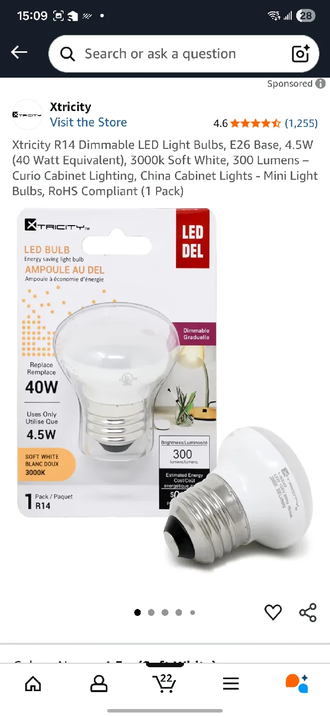 Xtricity R14 4.5W Dimmable LED Light Bulb - New! thumbnail