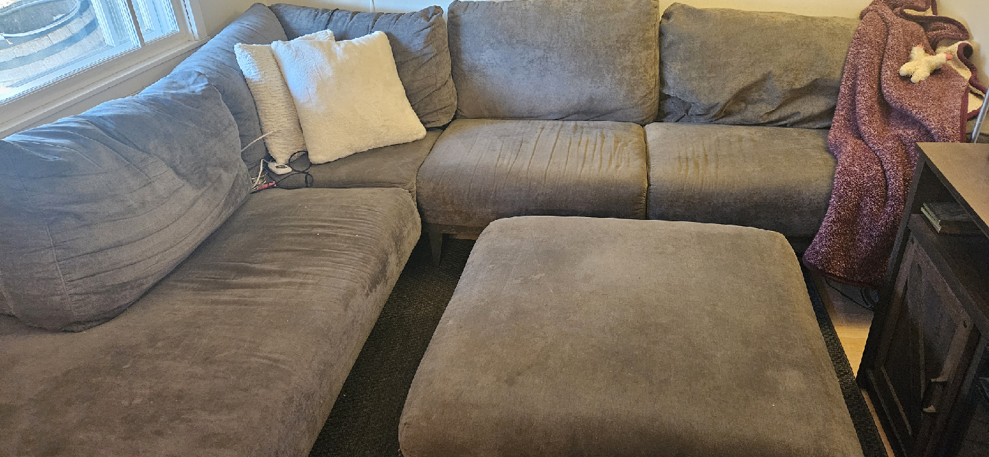 Grey Sectional Couch with Ottoman