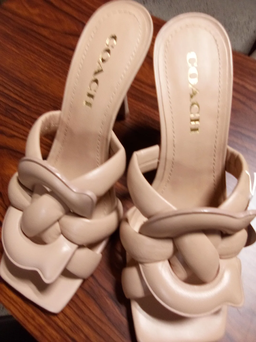 Coach "Kellie" Braided Leather Heels - Size 7 thumbnail