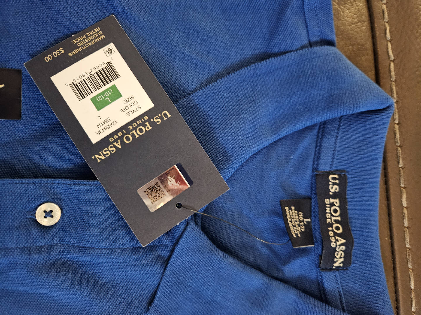 U.S. Polo Assn. Blue Polo Shirt - Size L (10-12) - photo 4