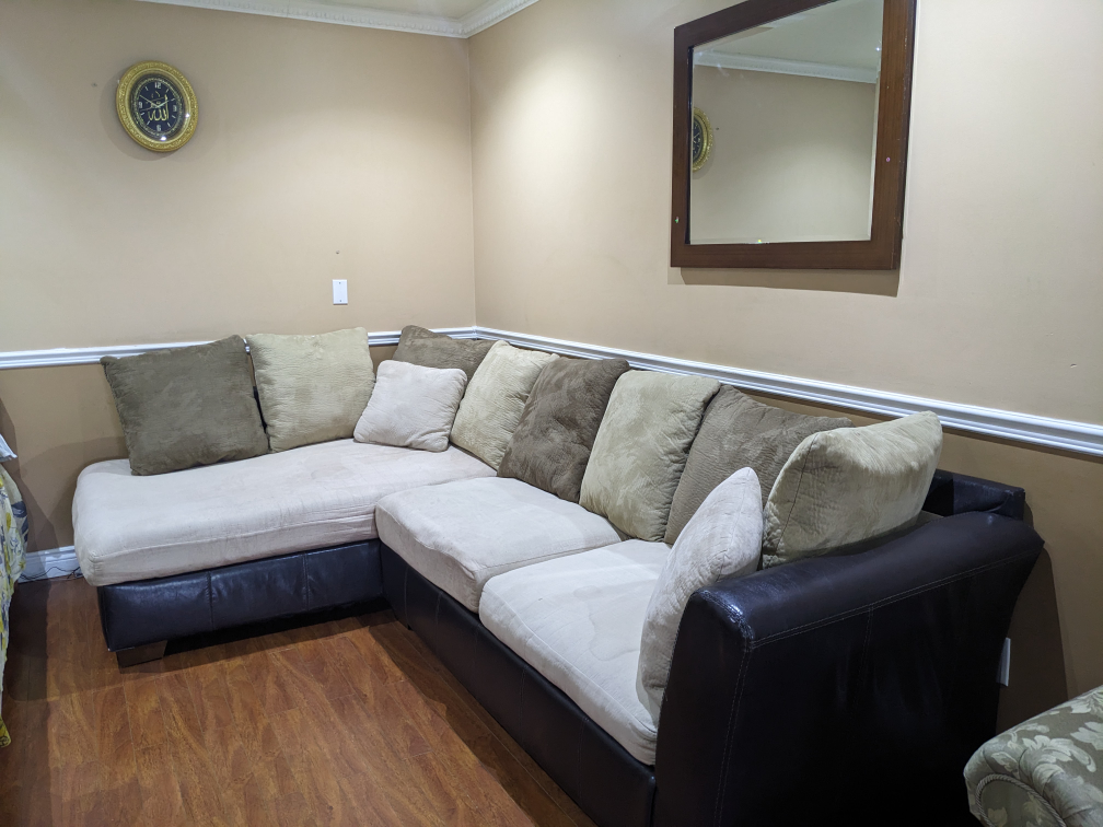 Sectional Sofa - Beige & Brown