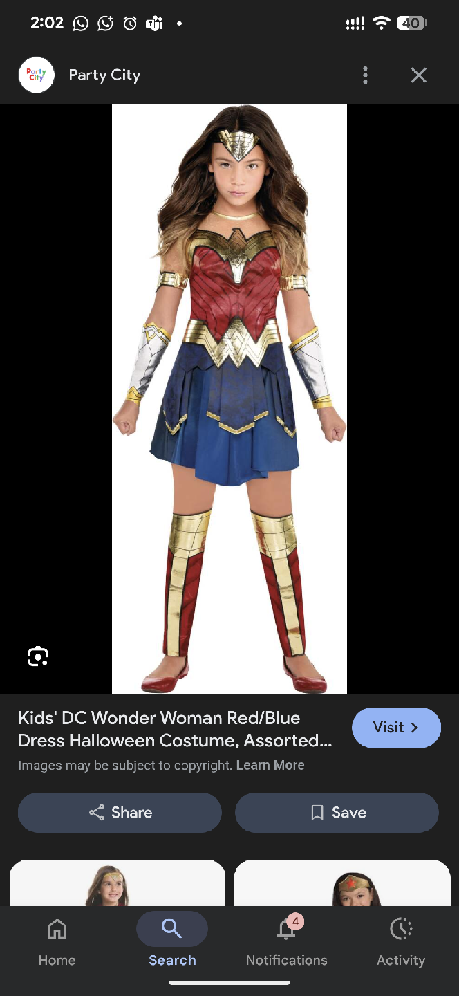 Kids' DC Wonder Woman Halloween Costume