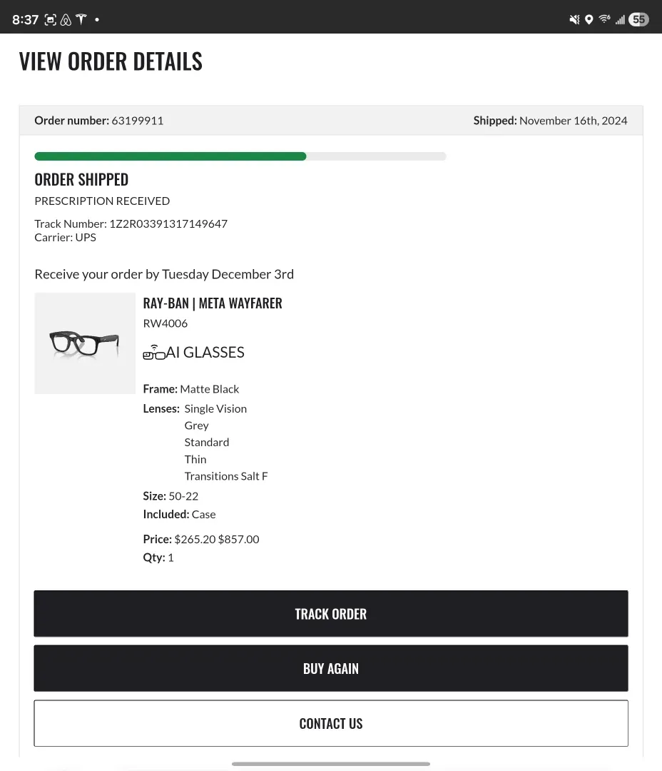 Ray-Ban Meta Wayfarer Matte Black AI Glasses image indicator(2)