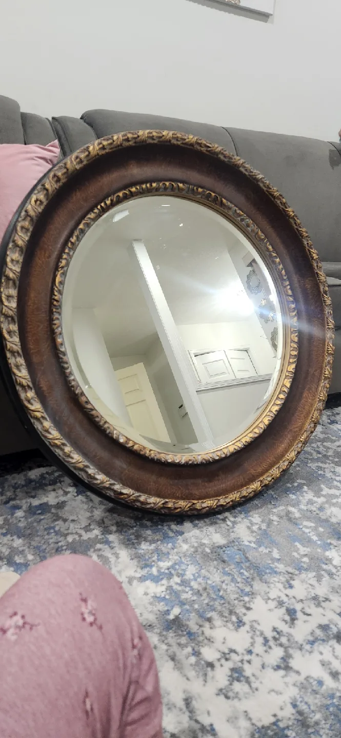 Round Wooden Framed Mirror image indicator(2)