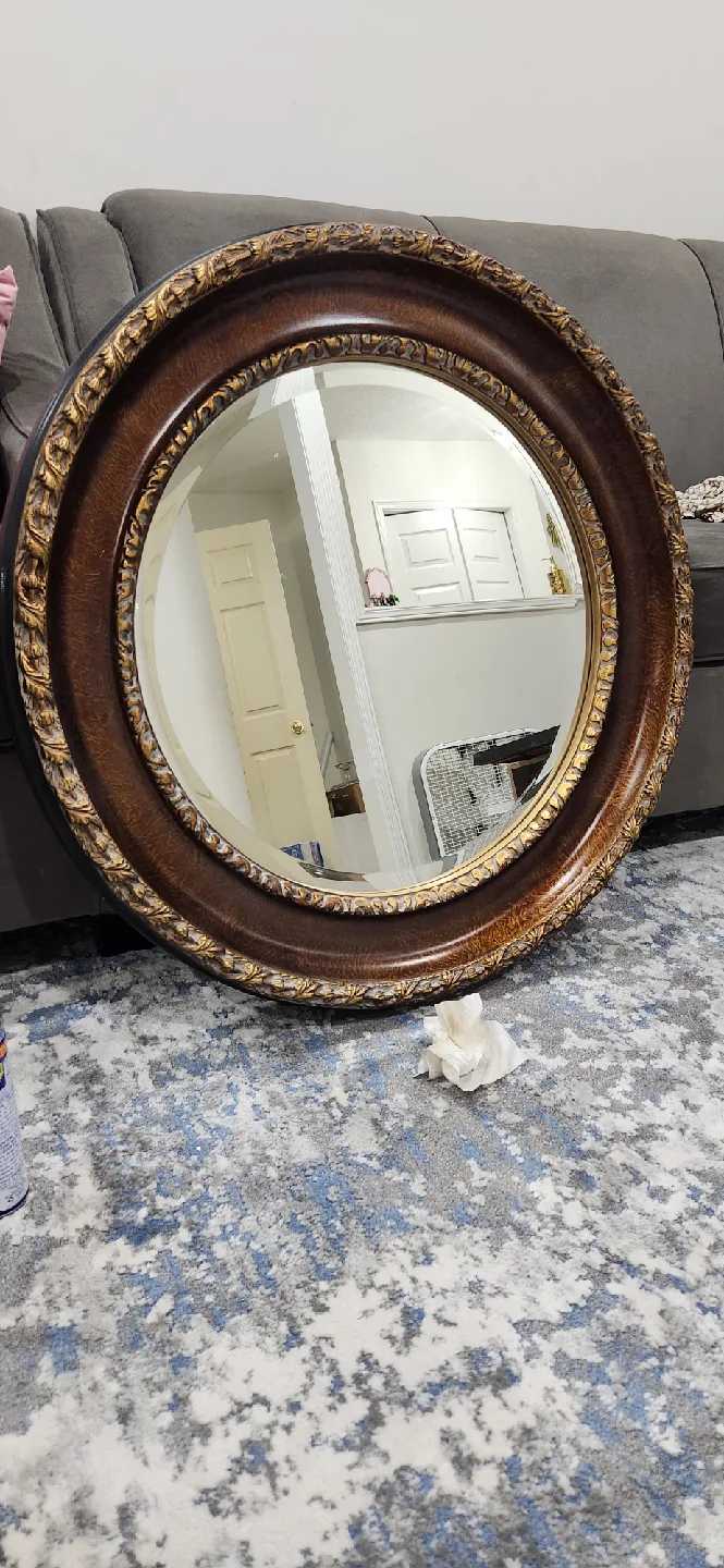 Round Wooden Framed Mirror image indicator(3)