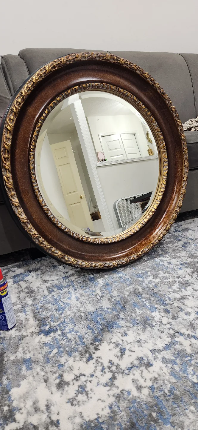 Round Wooden Framed Mirror image indicator(4)