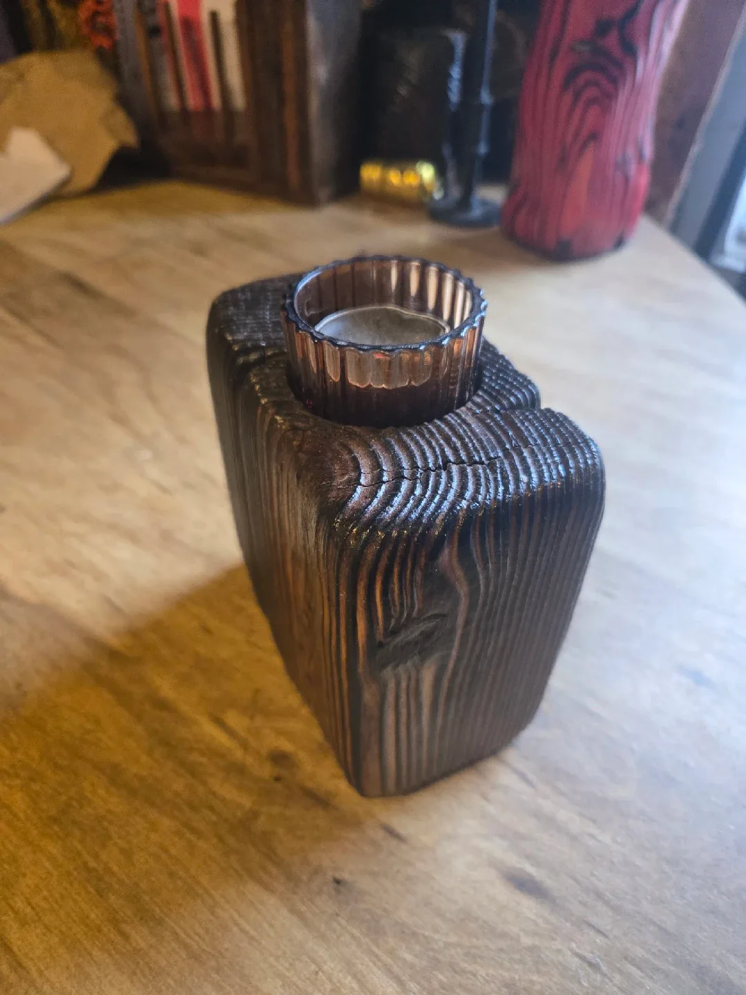 Rustic Wooden Candle Holder image indicator(8)