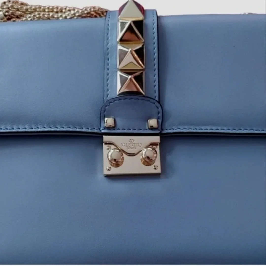 Valentino Garavani Blue Leather Rockstud Bag image indicator(8)