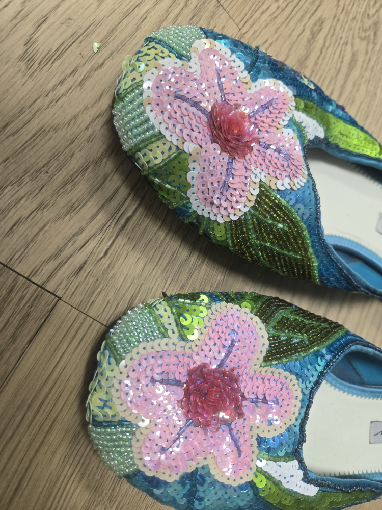 Beverly Feldman Sequin Flower Mules - photo 2