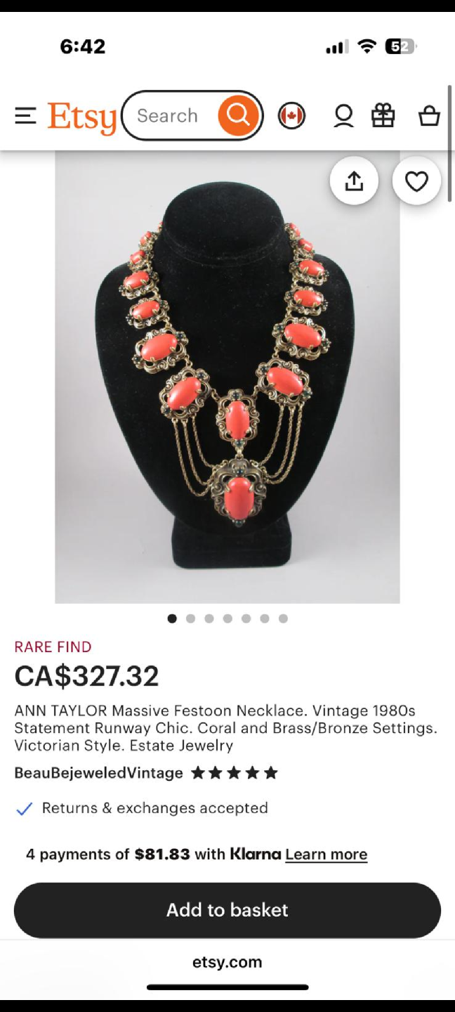 ANN TAYLOR Vintage Coral Statement Necklace - photo 3