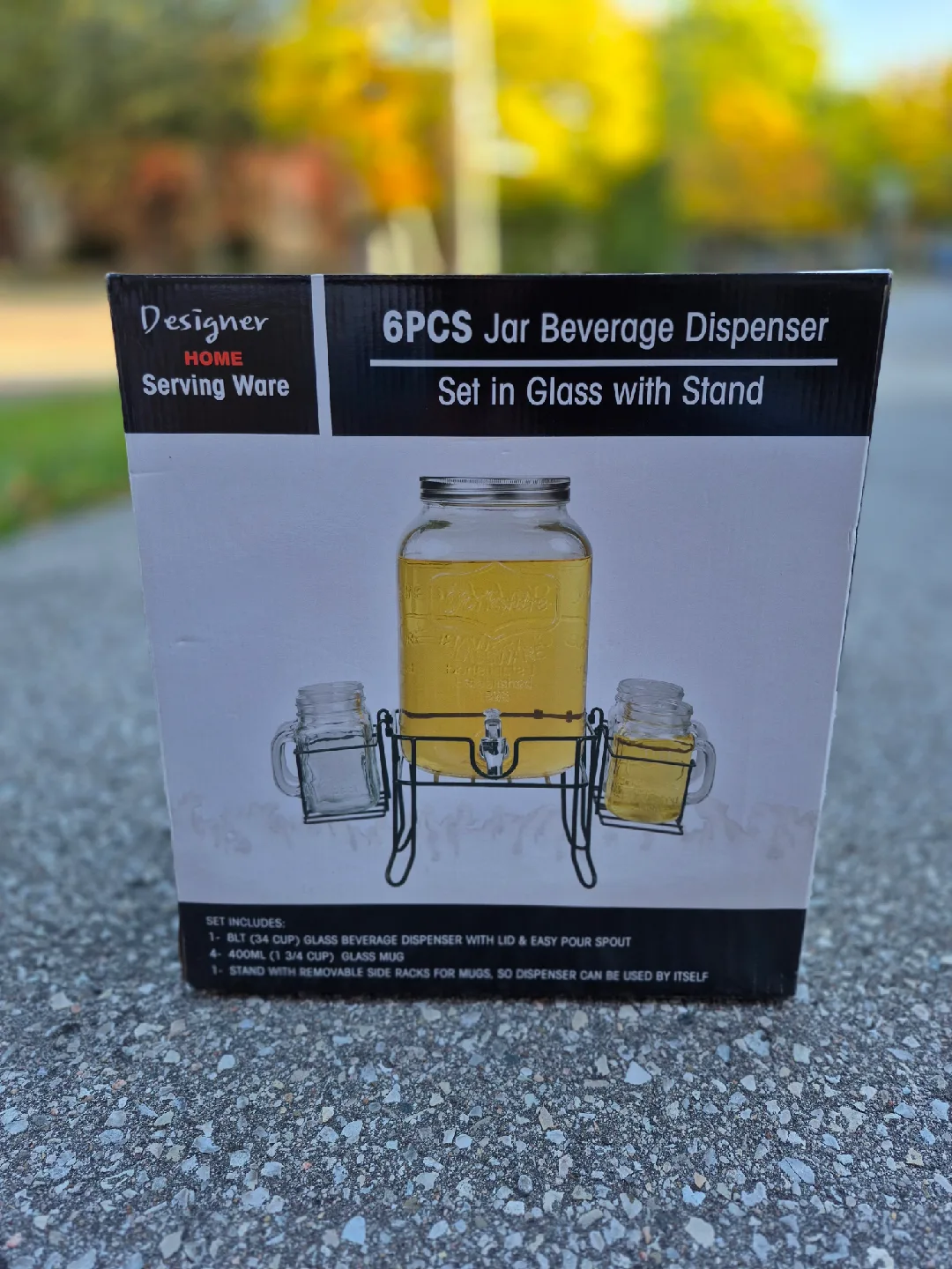 6PCS  Glass Jar Beverage Dispenser Set thumbnail