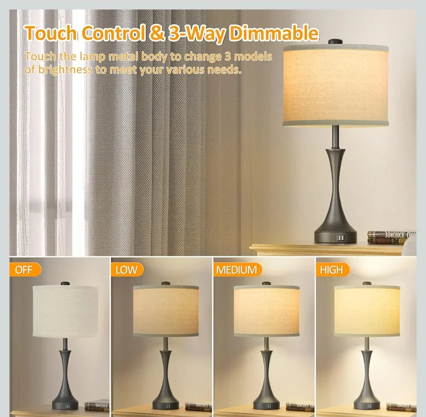 Touch Control 3-Way Dimmable Table Lamp - New in Box thumbnail