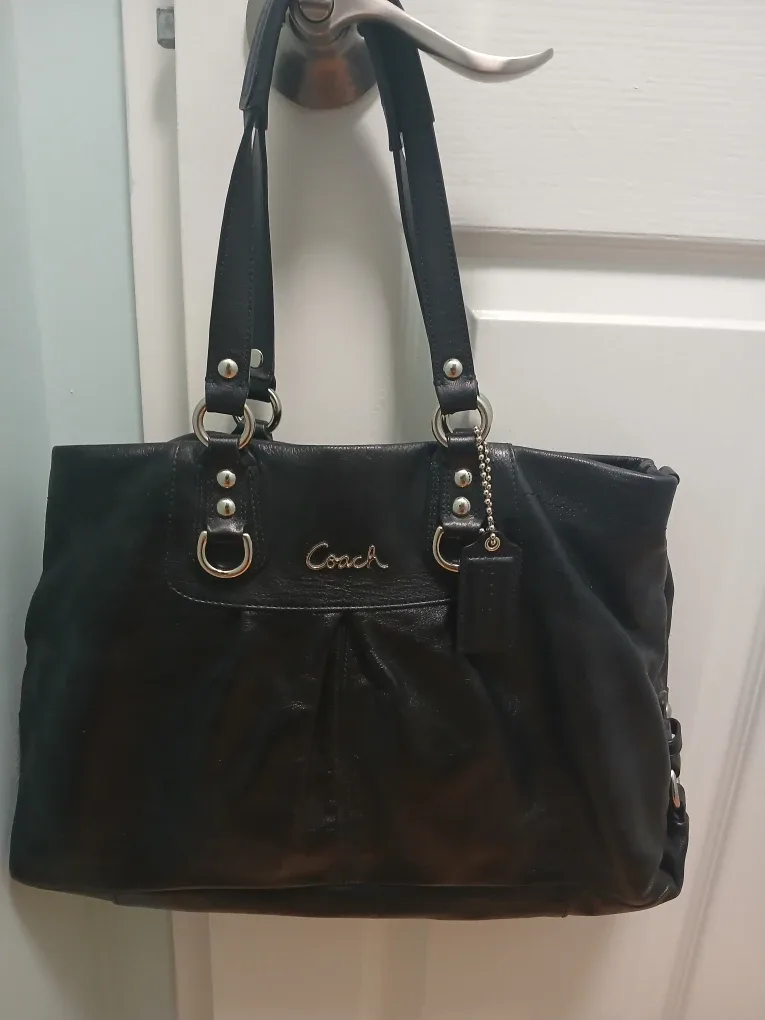 Coach Black Leather Satchel Tote image indicator(3)