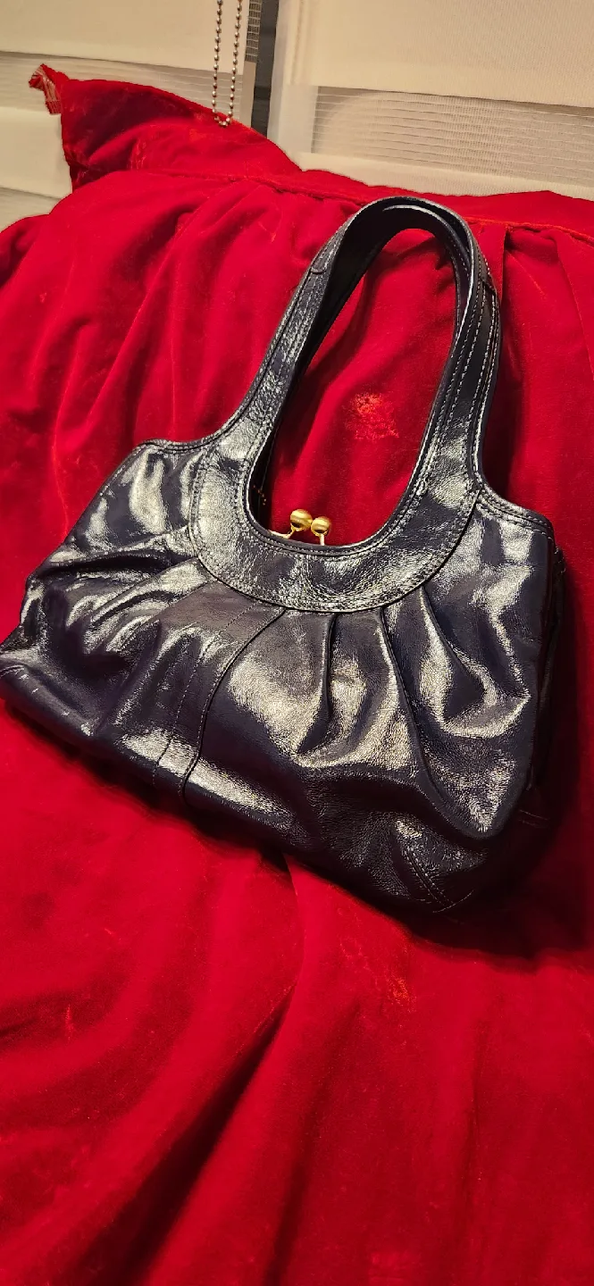 Coach Navy Blue Patent Leather Handbag