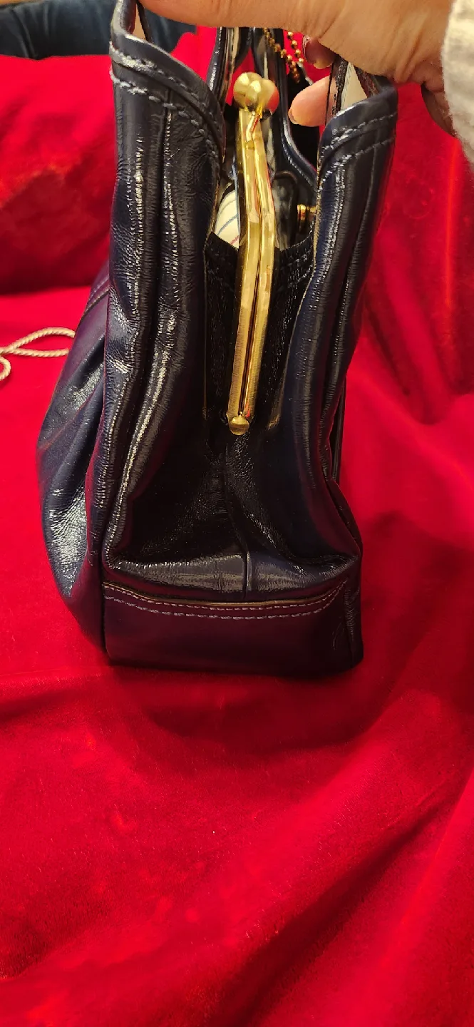 Coach Navy Blue Patent Leather Handbag image indicator(4)
