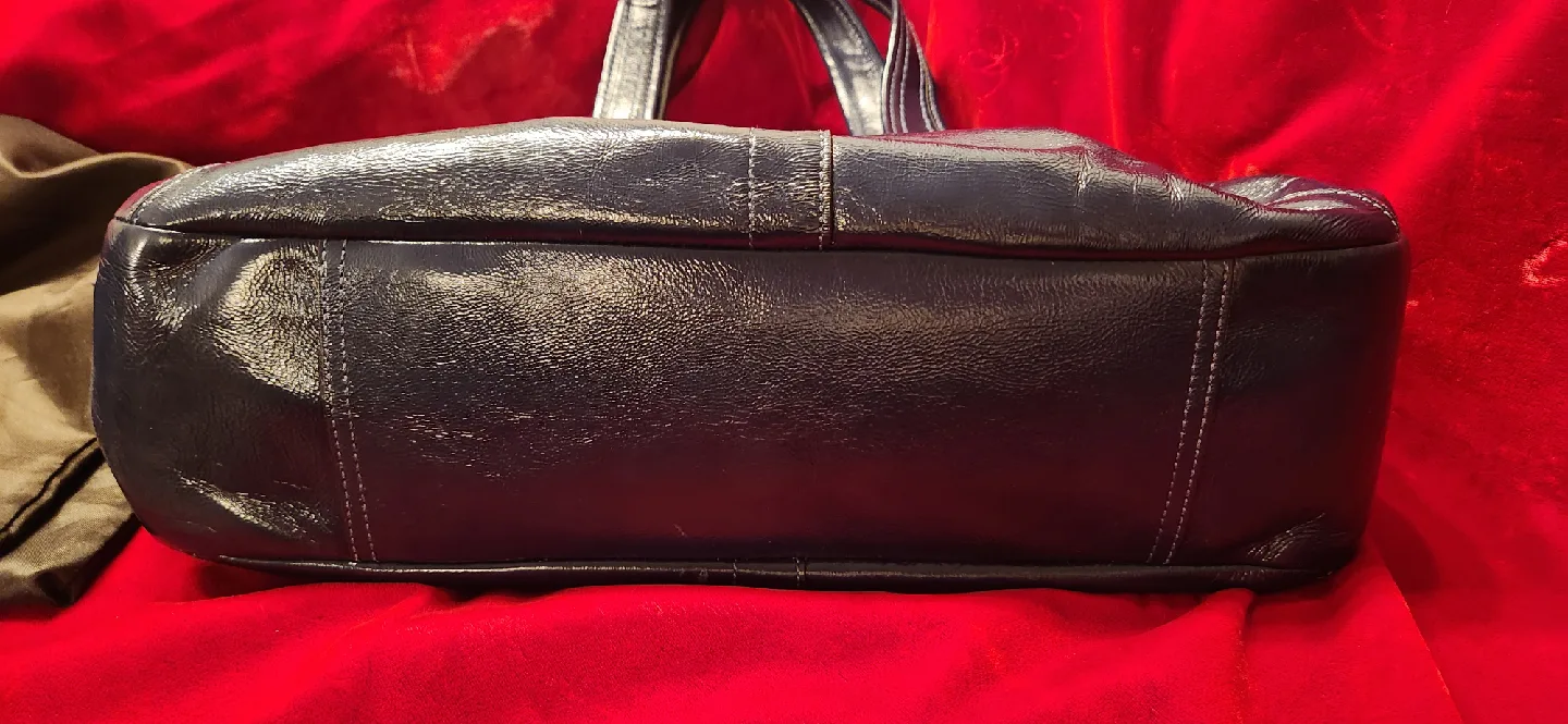 Coach Navy Blue Patent Leather Handbag image indicator(6)