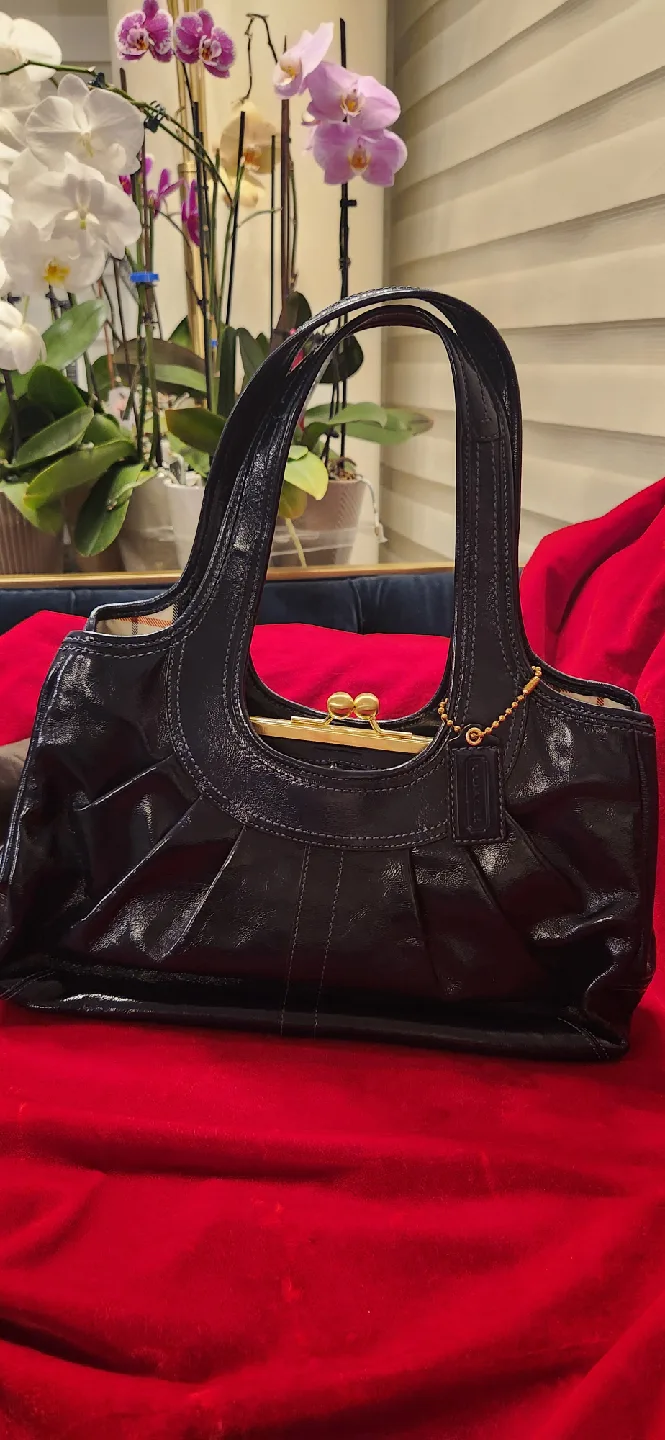 Coach Navy Blue Patent Leather Handbag image indicator(7)