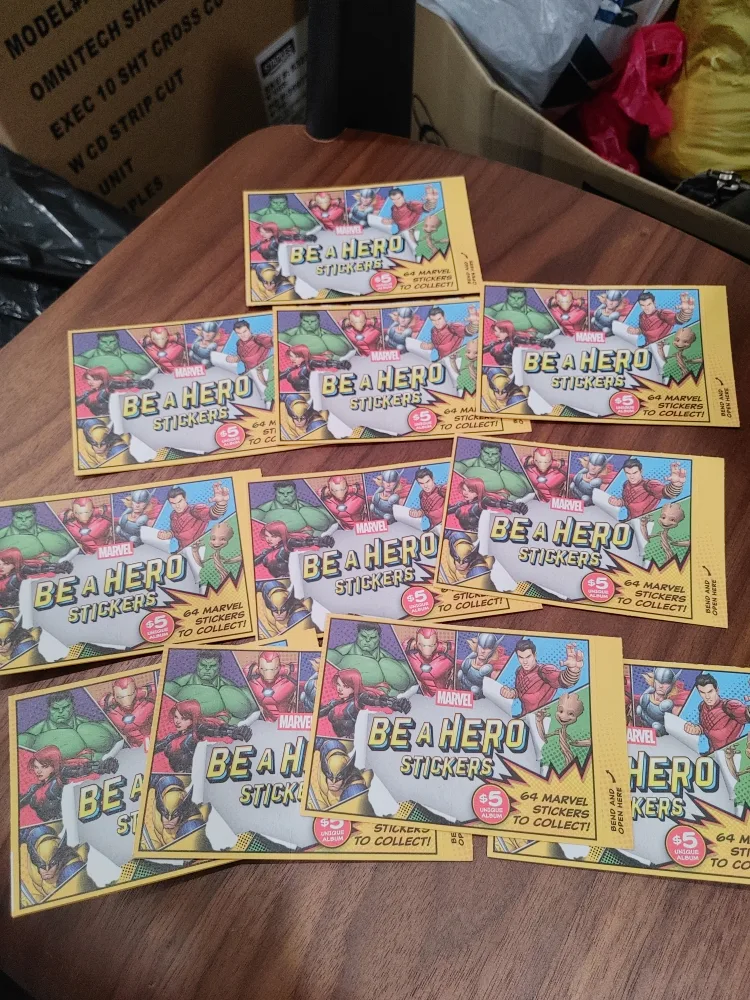 💚MARVEL BE A HERO STICKERS! 11 PACKS UNOPENED! thumbnail