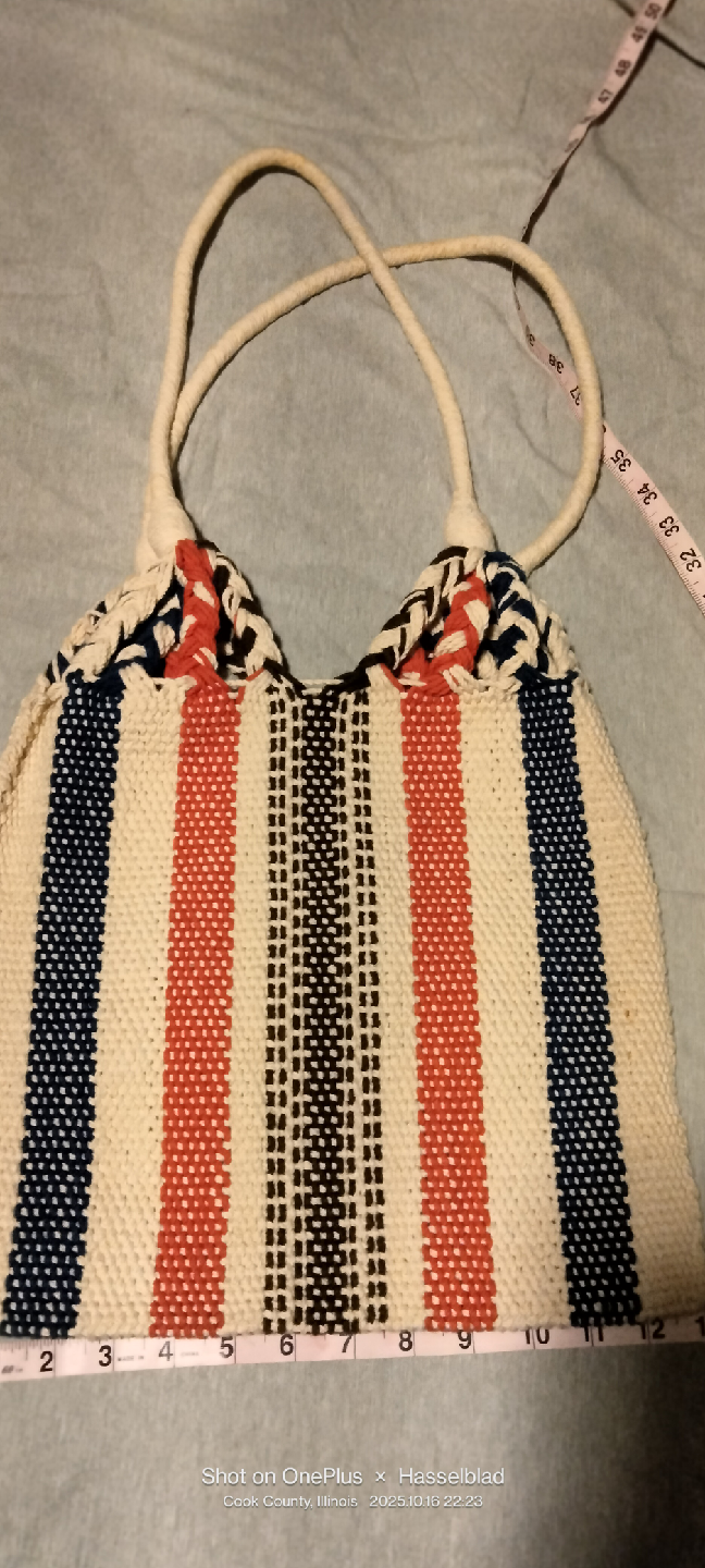 Striped Woven Tote Bag - photo 4