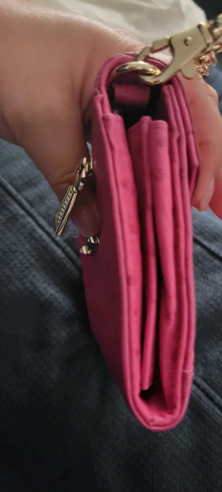 Rebecca Minkoff Pink Ostrich Leather Wallet on Chain image indicator(2)