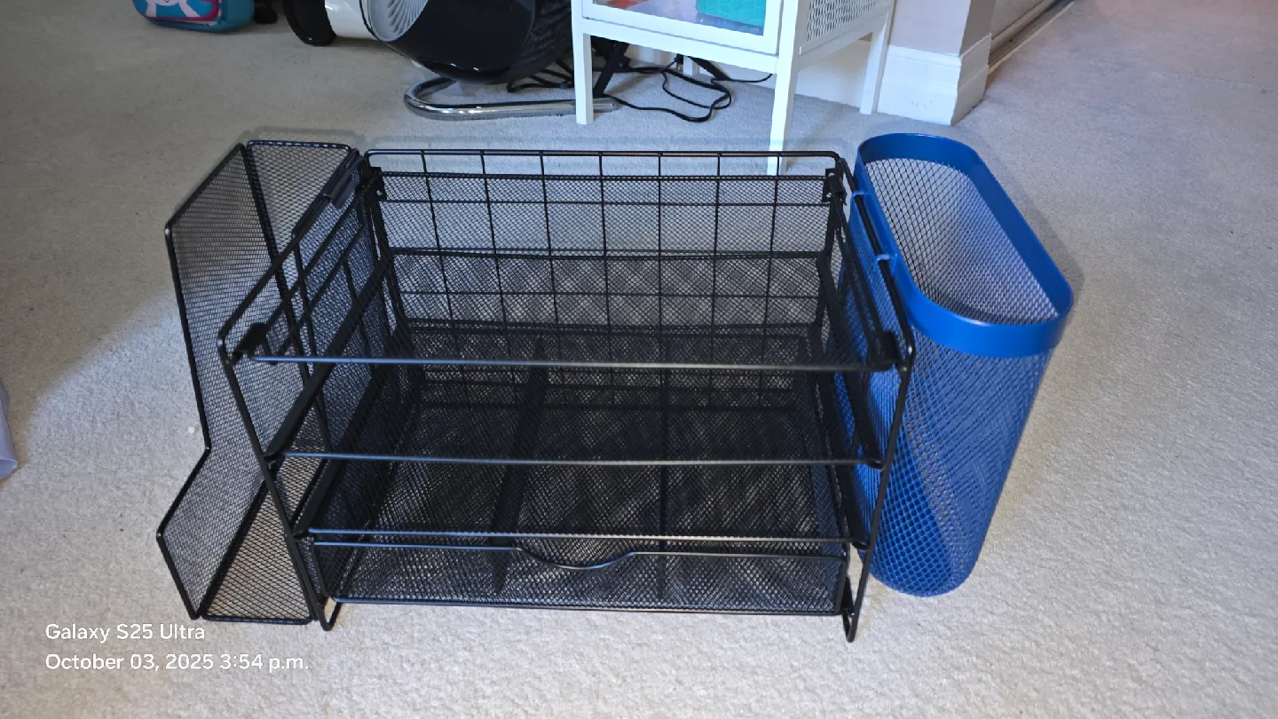 Black Mesh Desk Organizer with Blue Holder image indicator(2)