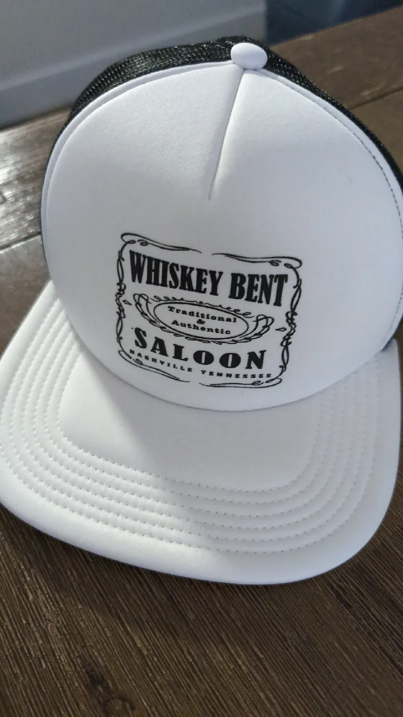Whiskey Bent Saloon White Trucker Hat