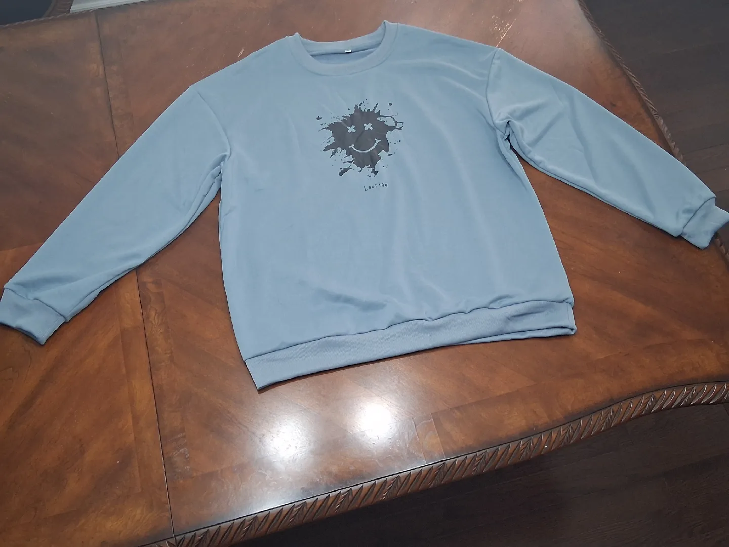 Light Blue Smiley Face Sweatshirt thumbnail