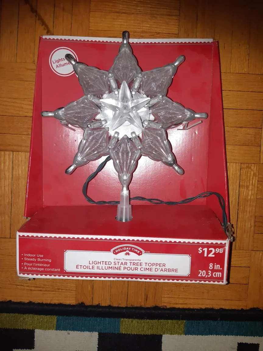 Holiday Time Lighted Star Tree Topper - 8 inch 🧡 thumbnail