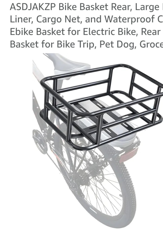 Bike Basket Rear, Large Ebike Basket