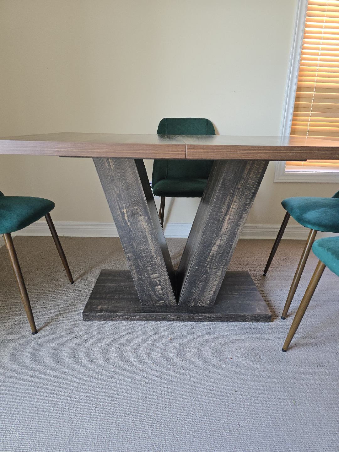 Wood Dining Table with V-Shaped Base - photo 2